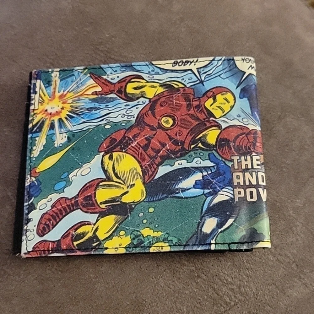 3/$30 RGA LEATHER WORKS Old School Iron Man Faux Leather Bi-Fold Pocket Wallet